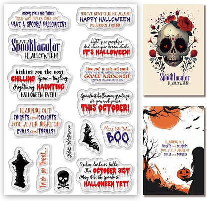 Halloween Words Clear Stamps for Card Making anding Halloween Alphabet Skulls by BEUNITONE