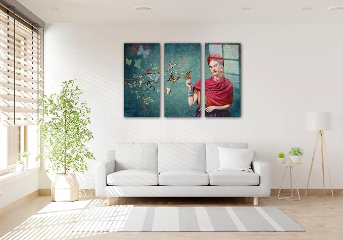 SpiritualHands Frida Kahlo Glasss Wall Art Print, Home Decor Glass Wall Art - Image 3