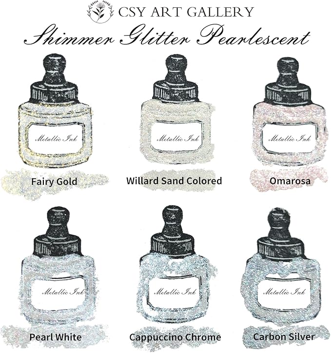 CSY art gallery Metallic -Pearlescent-Glitter Acrylic Ink -Shining Calligraphy - Image 4