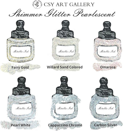 CSY art gallery Metallic -Pearlescent-Glitter Acrylic Ink -Shining Calligraphy - Image 4