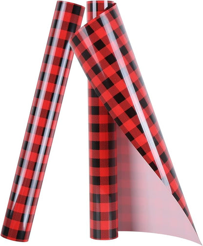 TORC Red Black Buffalo Plaid HTV Vinyl 12 inch x 10 ft, Check Heat Transfer by TORC