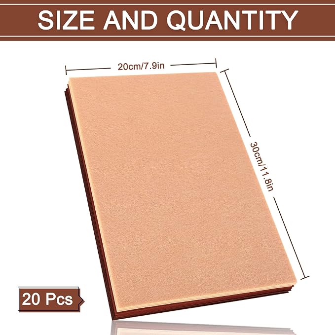 Whaline 20Pcs Fall Felt Fabric Sheets Skin Tone Soft Thick Assorted Cream Brown - Image 2