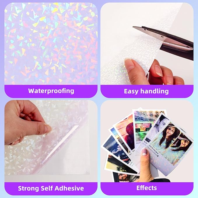 36 Sheets Holographic Laminate Sheets Transparent Holographic Sticker Paper - Image 5