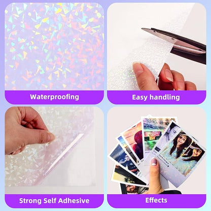 36 Sheets Holographic Laminate Sheets Transparent Holographic Sticker Paper - Image 5