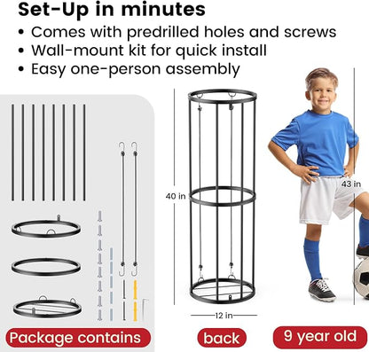 Garage Ball Storage Rack – Freestanding & Wall Mounted Sports Organizer - Image 6