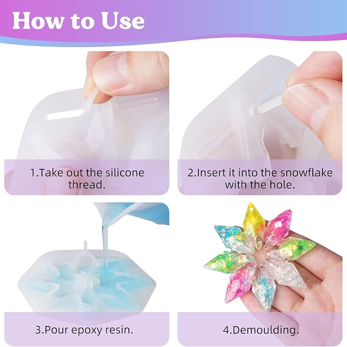 LET'S RESIN Christmas Resin Molds, 3D Ice Crystal Resin Ornament Molds - Image 3