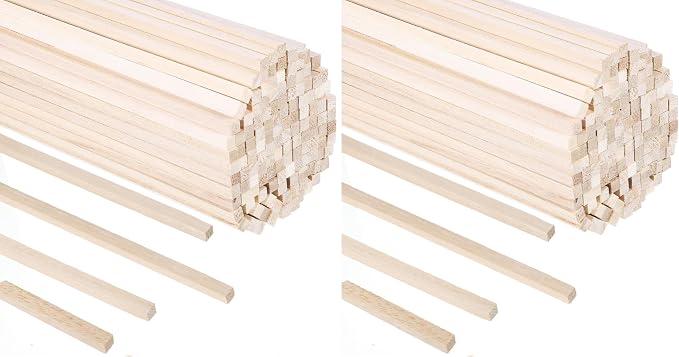 140Pcs 1/4" x 12" Balsa Wood Sticks, Square Dowel Rods Unfinished Balsa Wood by WSICSE