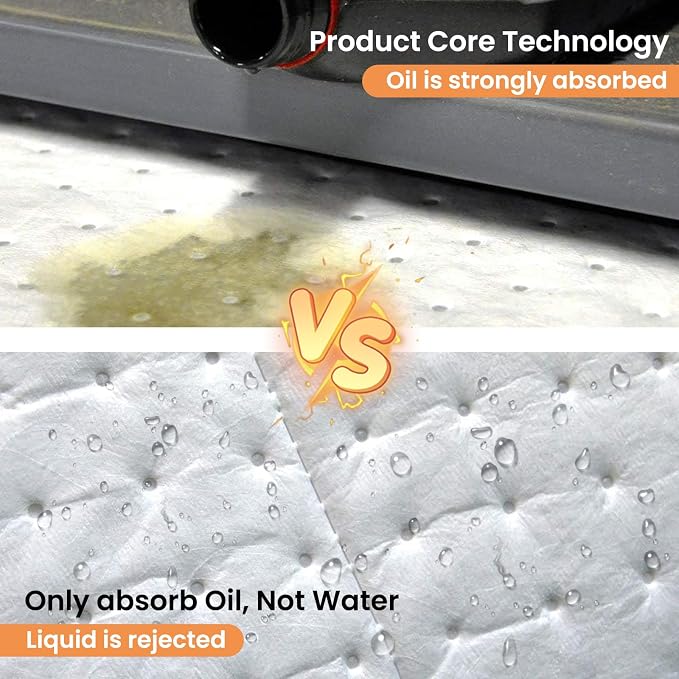 Smaafit Oil-Only Absorbent Pads 17.5" x 13.5" Heavyweight Oil Absorbing Mats - Image 6