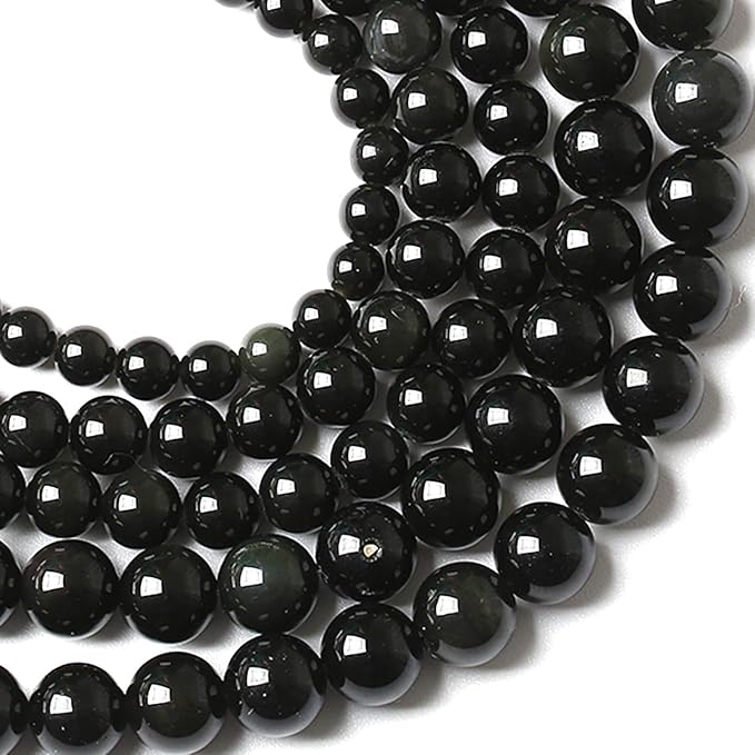 10MM 72pcs Natural Black Obsidian Stone Energy Healing Beads Round Loose Beads - Image 3