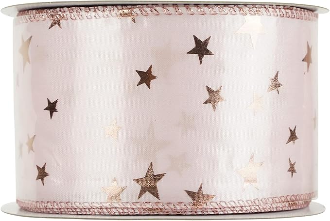 MEEDEE Rose Gold Star Satin Wired Ribbon - Image 9