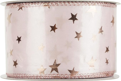 MEEDEE Rose Gold Star Satin Wired Ribbon - Image 9