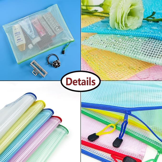 AUSTARK 20 Pcs Zipper File Bags, Plastic Mesh Pouch, Board Game Storage Bag - Image 3