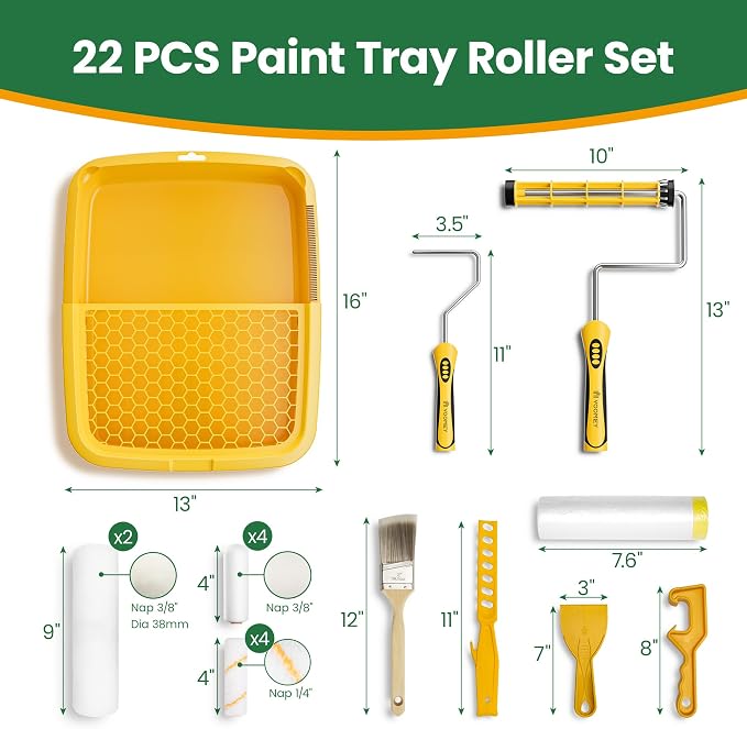 Voomey Professional Paint Roller Kit 22 Pcs, 9-Inch Upgraded Paint Roller - Image 6
