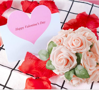 AmyHomie Artificial Flower Blush Pink Rose 25pcs Real Looking Fake Roses w/Stem - Image 6