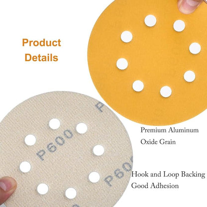 5-Inch 8-Hole Hook and Loop Sanding Discs 600-Grit Random Orbit Sandpaper - Image 5