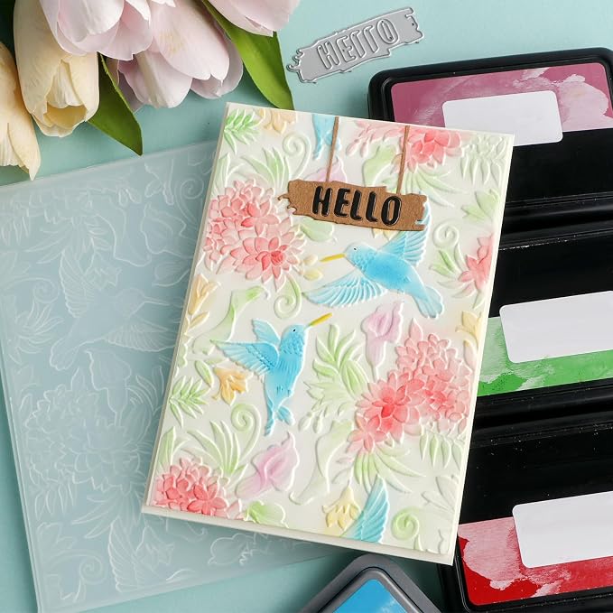 BAOFALI 3D Hummingbird and Flowers Embossing Folders - Image 6