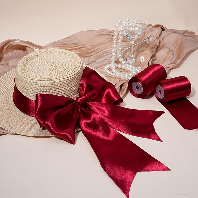 LaRibbons Red Satin Ribbon 3 Inch 10 Yards Christmas Ribbons Double Faced - Image 3