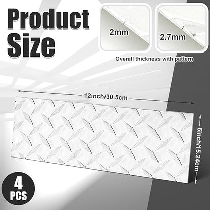 4pcs Diamond Plate Sheet Metal Heavy Duty Tread Aluminum Sheet Diamond Tread - Image 2
