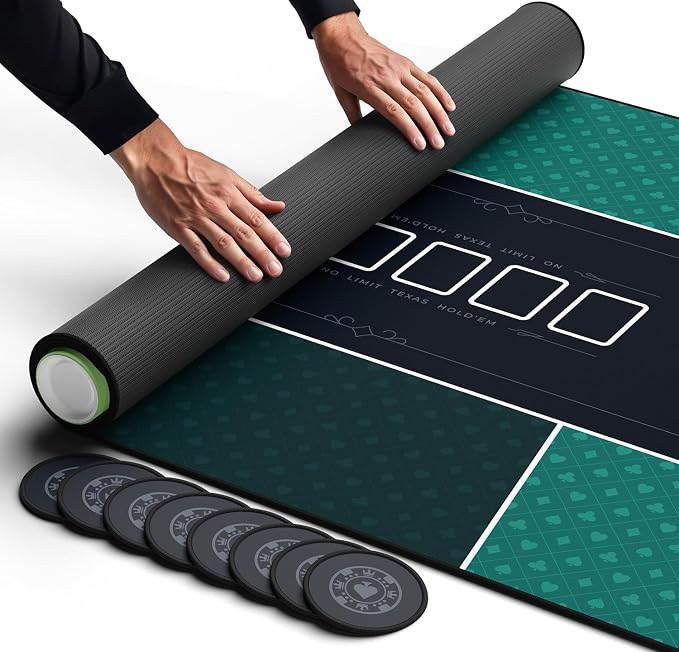 Newverest Poker Table Top 70" x 35", Texas Hold'em Poker Mat by Newverest