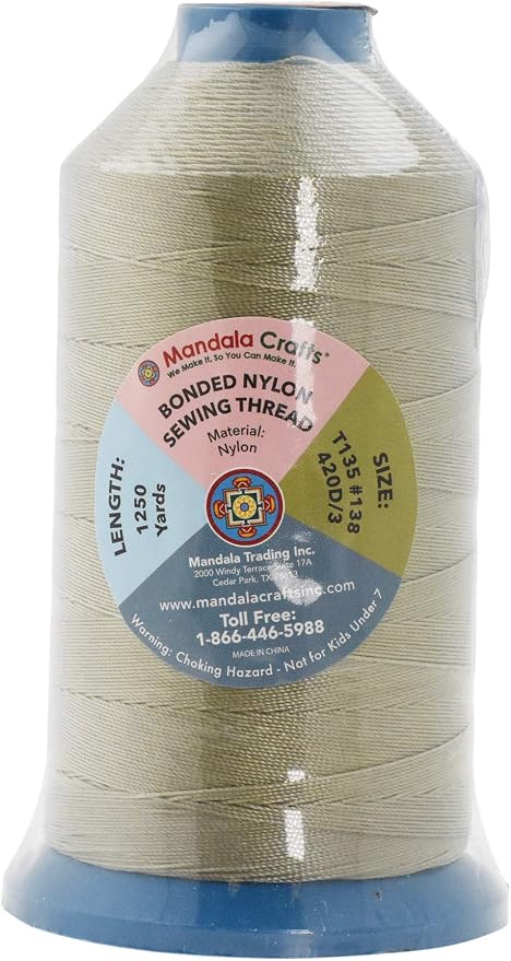 Mandala Crafts Bonded Nylon Thread Beige Heavy Duty Sewing Threads - Image 3