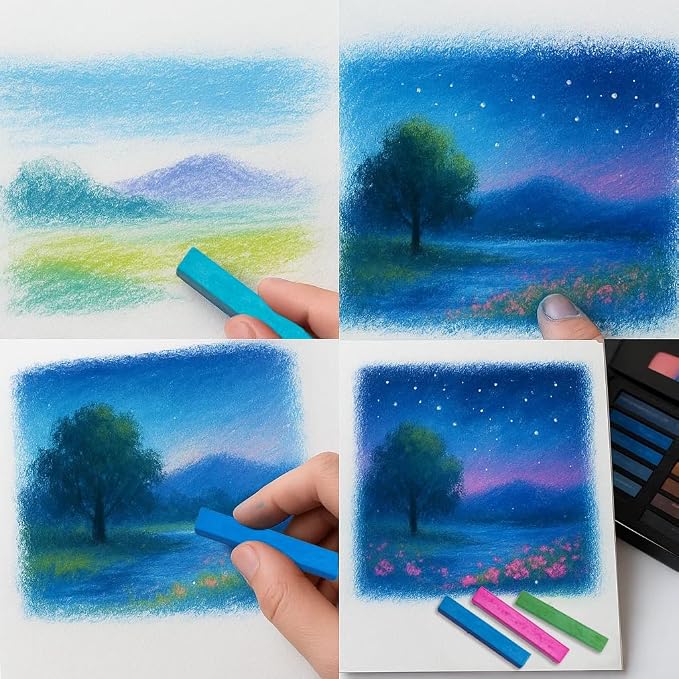 Soft Pastels Set, Square Chalk Pastel Sticks, Students & Beginners, Blending & - Image 3