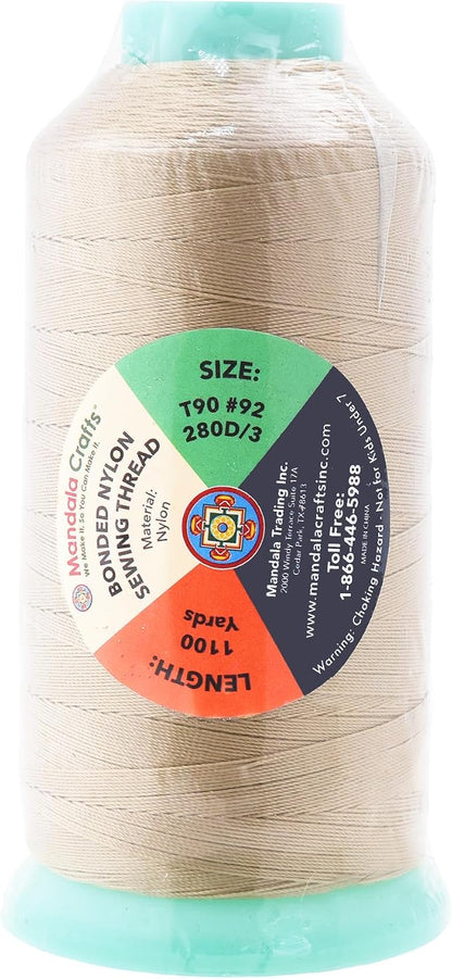 Mandala Crafts Bonded Nylon Thread Cream Heavy Duty Sewing Threads - Image 3