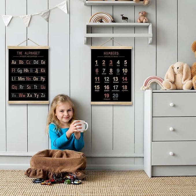 Alphabet and Numbers Wall Chart Set of 2, Kids Educational Posters, ABC and - Image 3