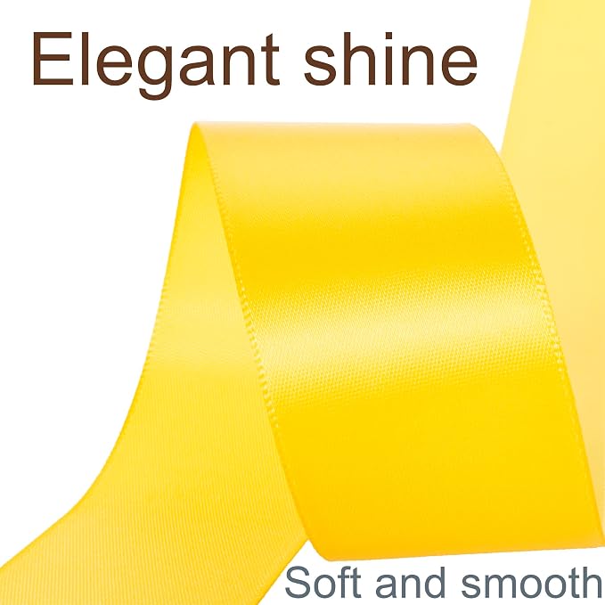 1-1/2 Inch Yellow Ribbon, 50 Yards Craft Polyester Satin Ribbon Perfect - Image 3