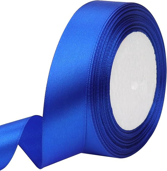 Blue Solid Satin Ribbon 1 Inch 25 Yards Solid Polyester Fabric Ribbon by Riunbb