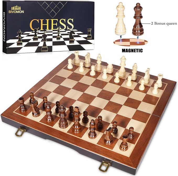 Magnetic Wooden Chess Set 15" Unique Chess Board Game - Image 2