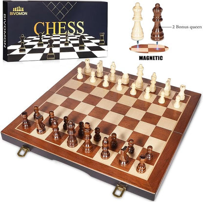 Magnetic Wooden Chess Set 15" Unique Chess Board Game - Image 2