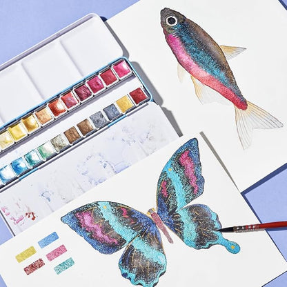 Paul Rubens Professional Metallic Watercolor Paints Set, Pearl Paint, Portable - Image 8