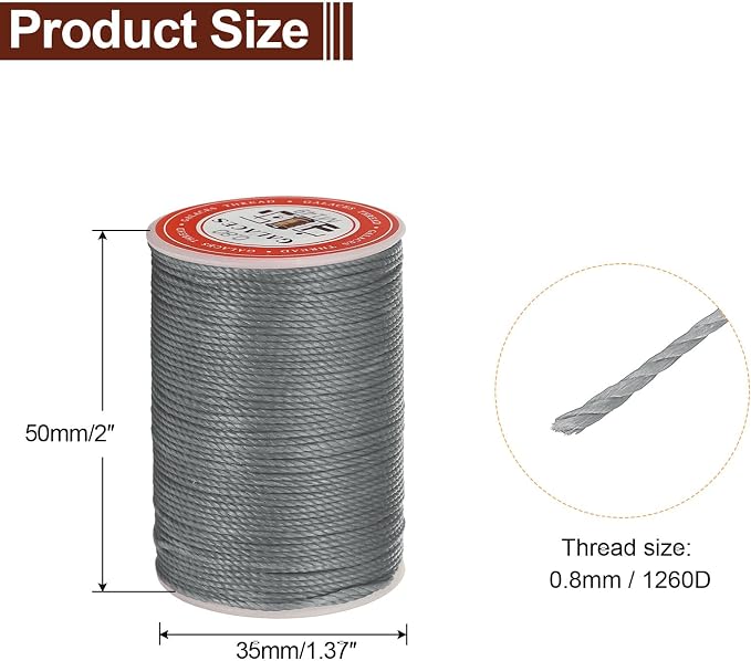 uxcell Round Leather Sewing Waxed Thread, 55m / 60 Yards Wax Polyester String - Image 2