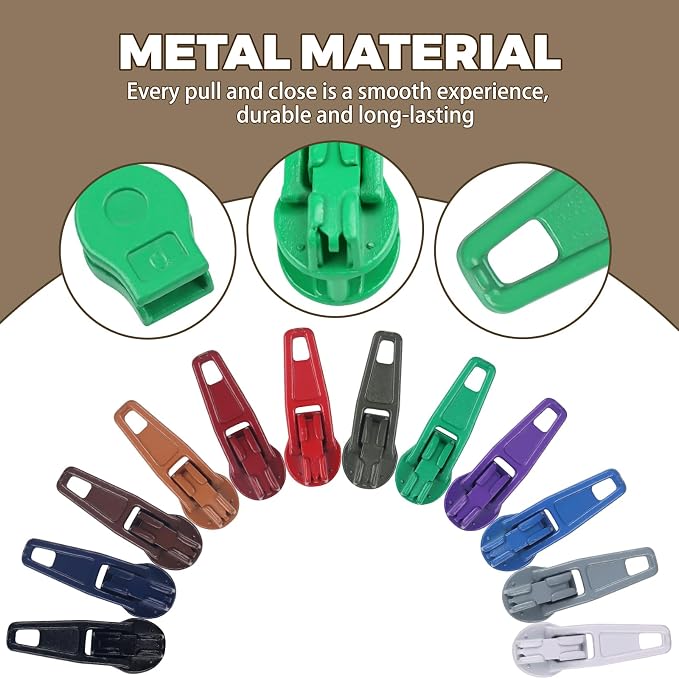 DOITEM 96Pcs Zipper Repair Kit Zipper Replacement 3# Zipper Pull Rescue Kit - Image 7