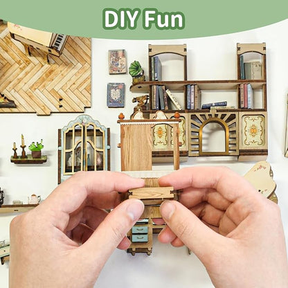 DIY Book Nook Kit, Dollhouse Booknook Bookshelf Insert Decor, 3D Wooden Puzzles - Image 3