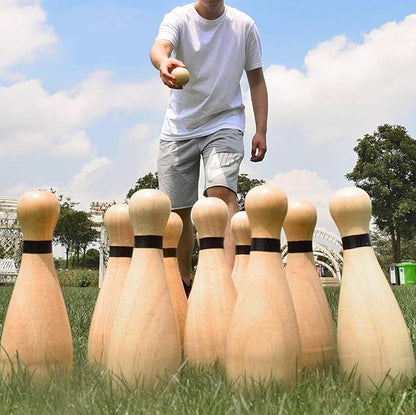 NI-ROU Outdoor Giant Lawn Bowling Games Rubber Wooden Lawn Set Fun Sports Games - Image 6