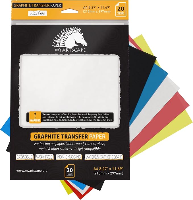 MyArtscape Graphite Transfer Paper, 20 Mixed Sheets by MyArtscape