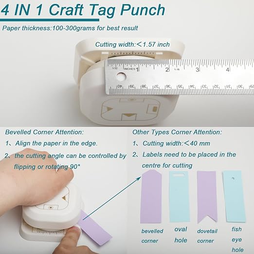 Craft Tag Punch Tag Paper Punches 4 in 1 Hole Puncher - Image 4