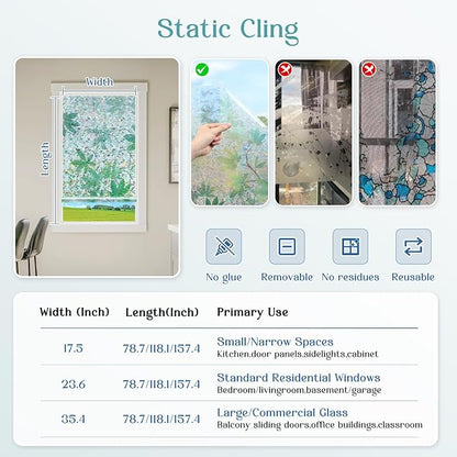 Haton Window Privacy Film, Decorative Stained Glass Window Clings, 3D UV Sun - Image 6