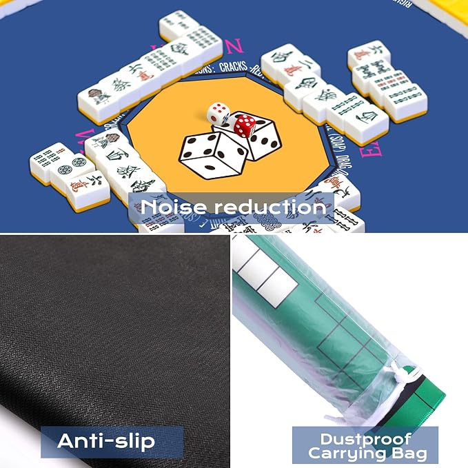 Mahjong Mat for Table 31.5''x31.5'', Non-Slip Mahjong Cloth Cover - Image 4