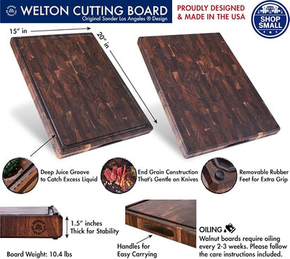 Sonder Los Angeles, Made in USA, Large Thick End Grain Walnut Wood Cutting Board - Image 2