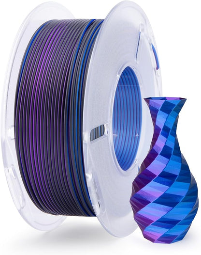 ELEGOO Silk PLA Filament 1.75mm Triple Colors Blue Purple Black 250g, Shiny by ELEGOO