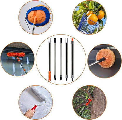 5 PCS Total 6.5 Ft Extension Pole, Paint Roller Stainless-Steel Threaded - Image 5