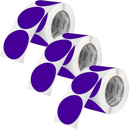 Perco Purple 3-Inch Round Circle Dot Sticker Labels by Perco