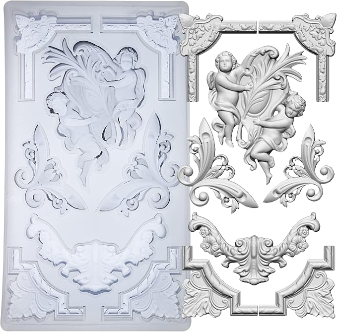 Art Mold for Polyclay Air Dry Clay Plaster, Border Frame by FUNSHOWCASE