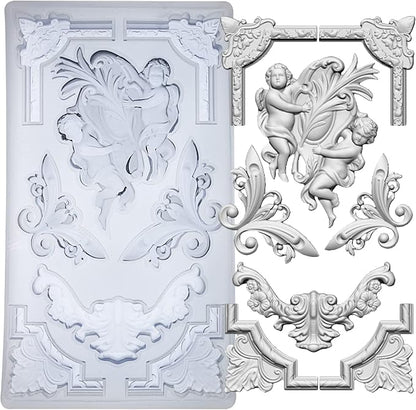 Art Mold for Polyclay Air Dry Clay Plaster, Border Frame by FUNSHOWCASE