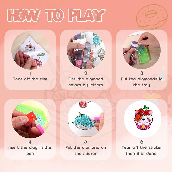 Cymbana Diamond Painting Kits for Kids 20 Pcs Desserts Contains Cupcake - Image 5