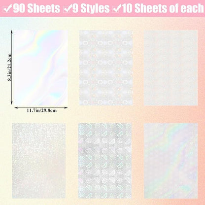 STARVAST 90 Sheets Holographic Sticker Paper, Transparent Holographic Vinyl - Image 2