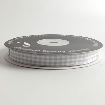 Gray Gingham Plaid Checked Ribbon 25 Yards Each Roll 100% Polyester - Image 3