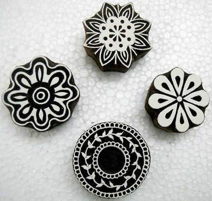 Wholesale Lot of Four Floral Designs Wooden Block Stamps/Tattoo/Indian Textile - Image 2